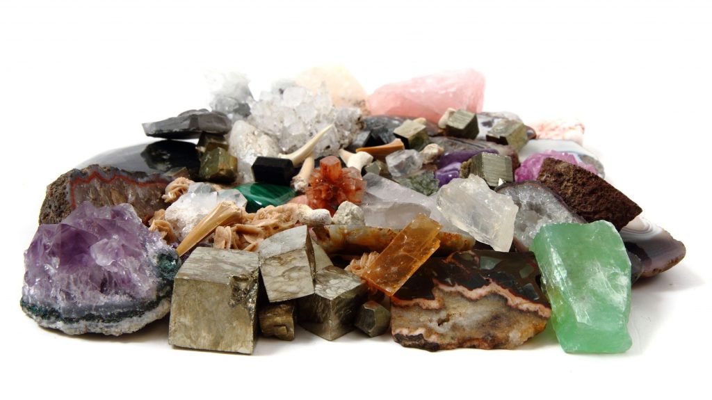 Collection of various rock and mineral specimens