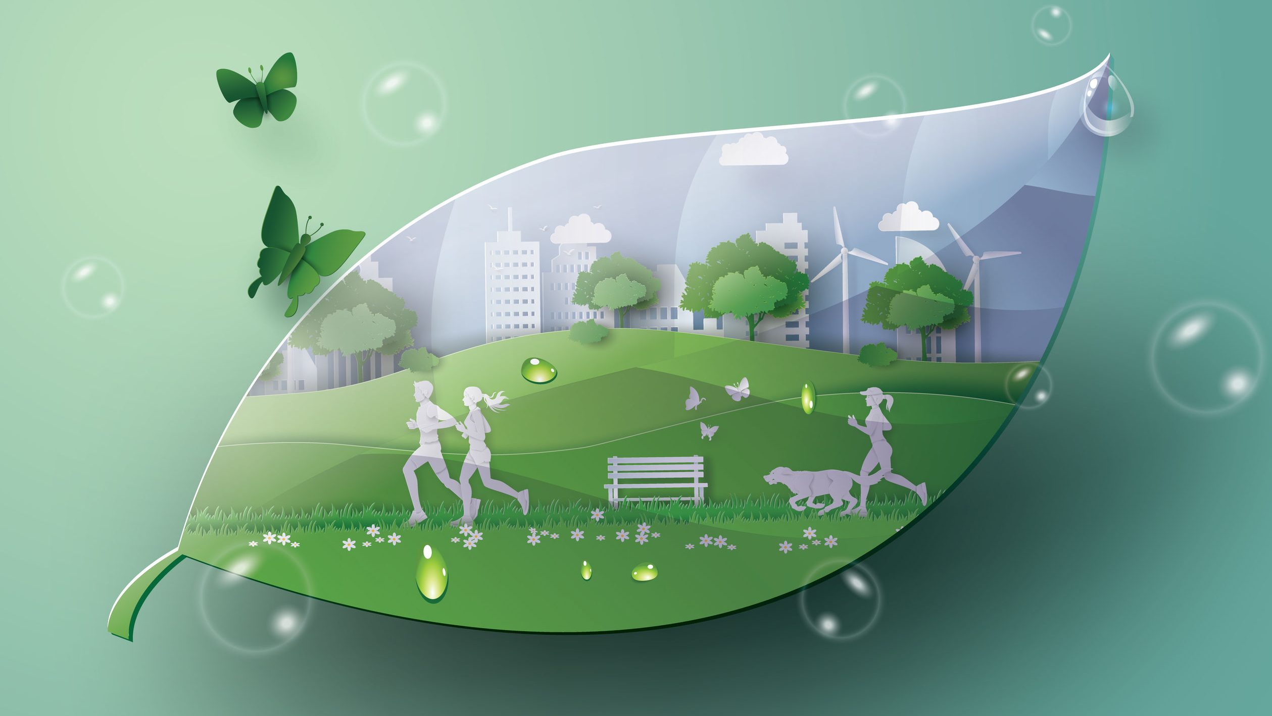Sustainability graphic in leaf
